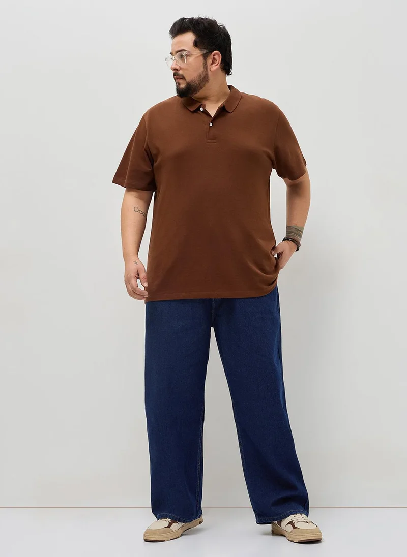 Urbano Fashion  Urbano Plus Men's Dark Blue Loose Baggy Fit Washed Denim Jeans Non-Stretchable for Men | Best Price UAE